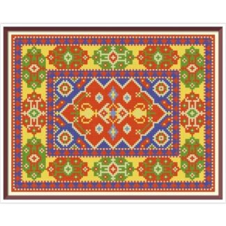 Dollhouse Rug Cross Stitch Pattern: Miniature Antique Geometric Embroidery (PDF)