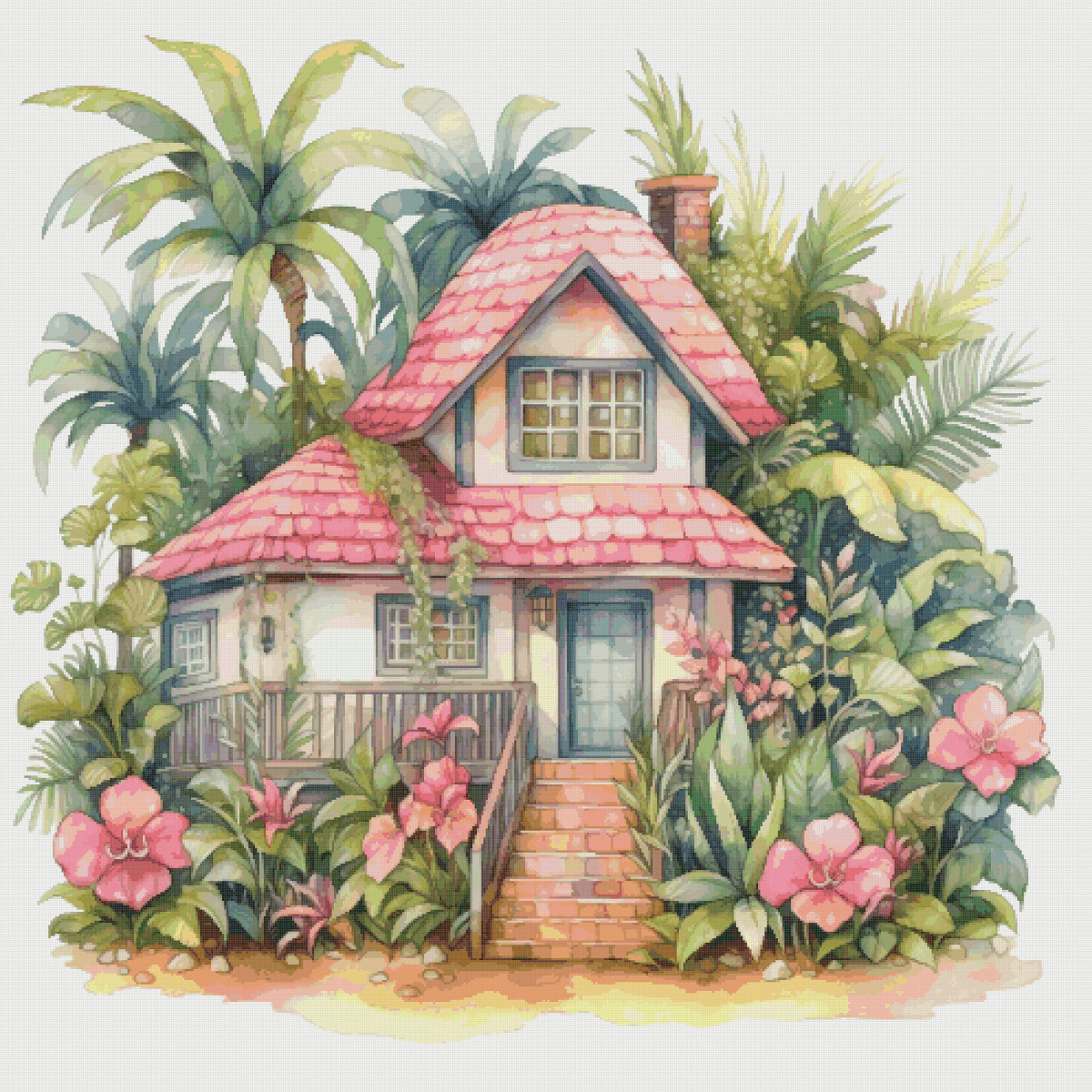 Floral Cottage Cross Stitch Pattern: Magical House Village (PDF)