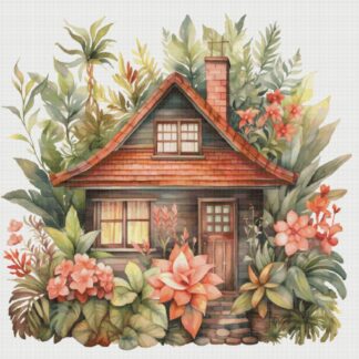 Cottage in Flowers Cross Stitch Pattern: Magical House Village (PDF)
