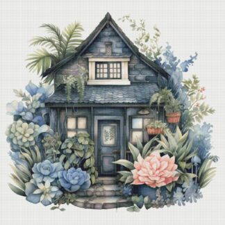Cottage in Flowers Cross Stitch Pattern: Magical House Village (PDF)