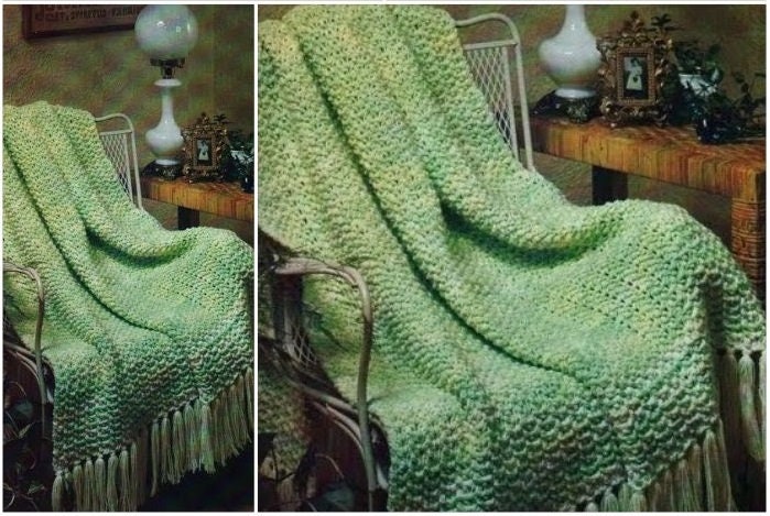 Knitted Lemon Lime Afghan Pattern: Vintage Country Home Decor (PDF)