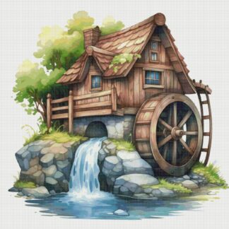 Wooden House by the River Cross Stitch Pattern: Magical Mill (PDF)