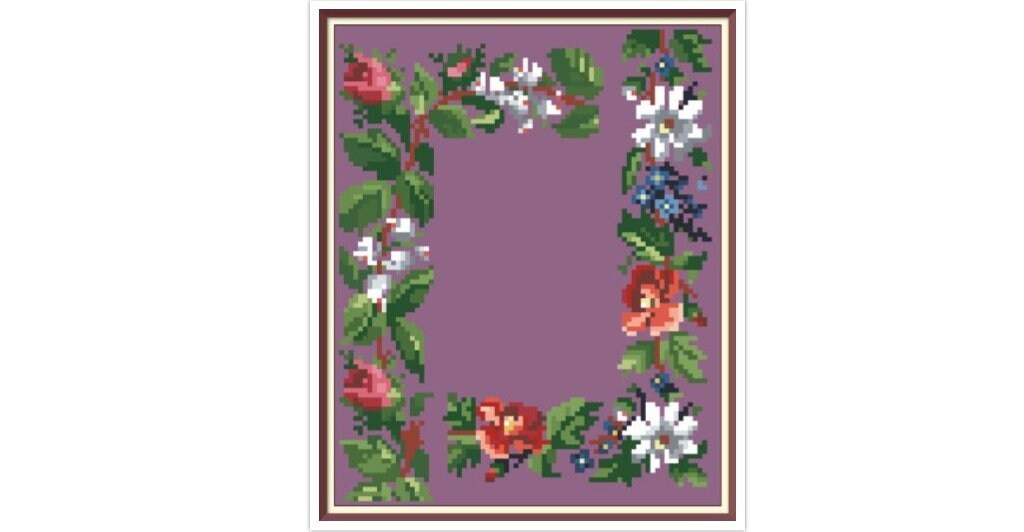 Floral Corner Cross Stitch Pattern: Antique Berlin Embroidery (PDF) - Image 4
