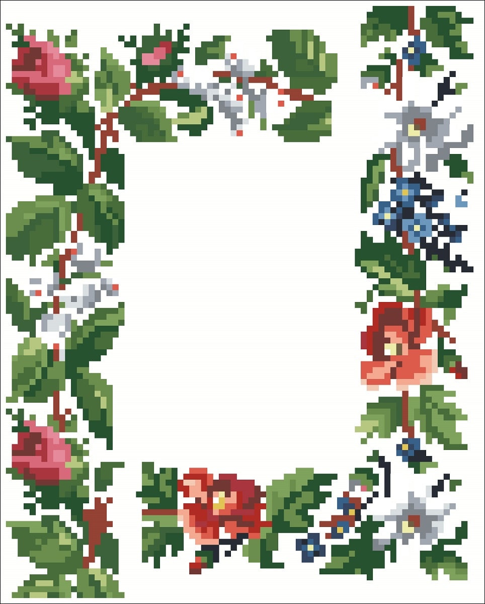 Floral Corner Cross Stitch Pattern: Antique Berlin Embroidery (PDF) - Image 2