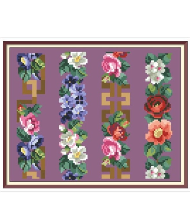 Antique Floral Border Cross Stitch Pattern: Berlin Embroidery (PDF) - Image 4