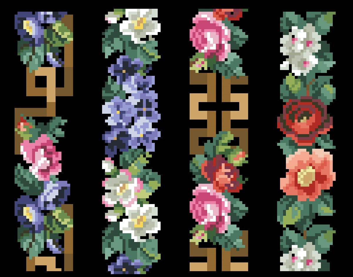 Antique Floral Border Cross Stitch Pattern: Berlin Embroidery (PDF) - Image 3