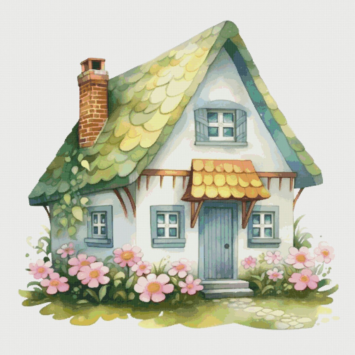 Cottage Garden Cross Stitch Pattern: Magical House Village (PDF)