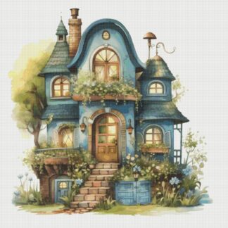 Cottage Cross Stitch Pattern: Magical House in Garden (PDF)