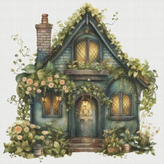 Cottage in Flowers Cross Stitch Pattern: Magical House Village (PDF)