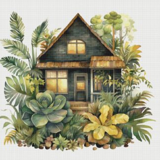 Cottage Garden Cross Stitch Pattern: House in Flowers (PDF)