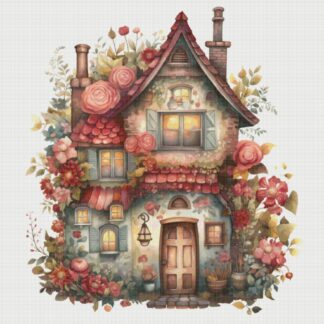 Cottage with Roses Cross Stitch Pattern: Magical House (PDF)