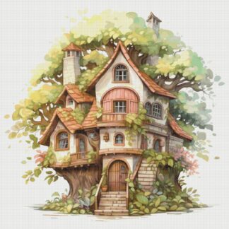 Cottage in Garden Cross Stitch Pattern: Magical House Village (PDF)