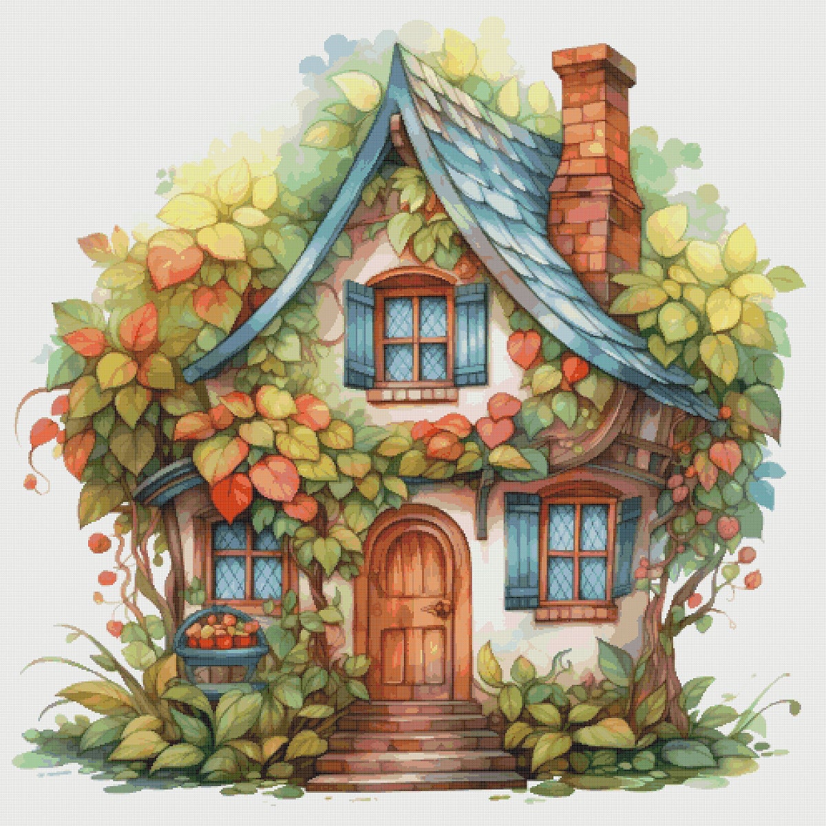 Cottage Garden Cross Stitch Pattern: Magical House in Flowers (PDF)