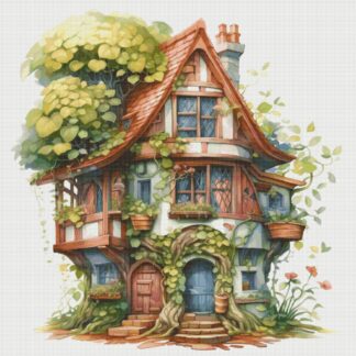 Cottage in Garden Cross Stitch Pattern: Magical House Village (PDF)