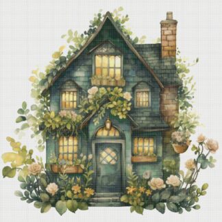 Cottage in Flowers Cross Stitch Pattern: Magical House Village (PDF)