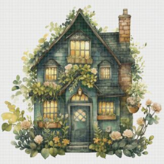 Cottage in Flowers Cross Stitch Pattern: Magical House Village (PDF)