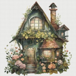 Cottage in Flowers Cross Stitch Pattern: Magical House Village (PDF)