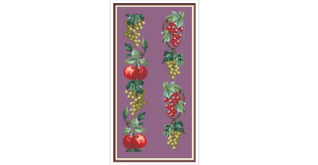 Antique Berry Cross Stitch Border Pattern: Berlin Embroidery (PDF)