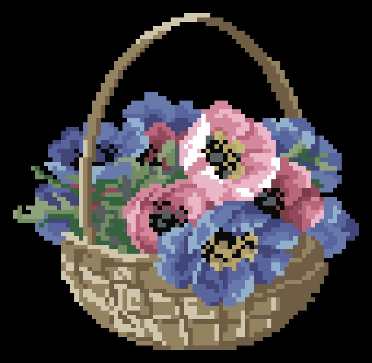 Antique Flowers Cross Stitch Pattern: Berlin Embroidery (PDF) - Image 3