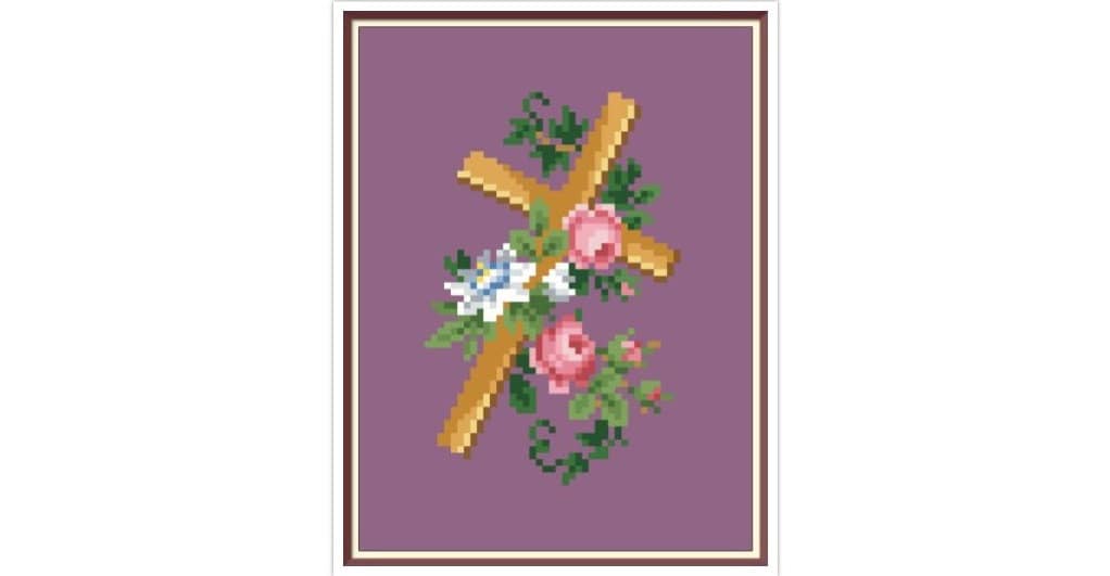 Roses and Passionflower Cross Stitch Pattern: Antique Berlin Embroidery (PDF)