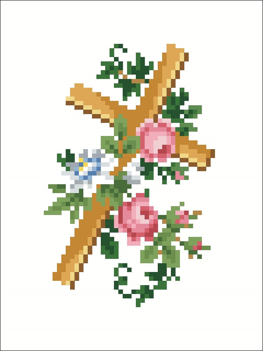 Roses and Passionflower Cross Stitch Pattern: Antique Berlin Embroidery (PDF) - Image 2