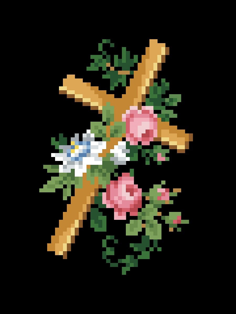 Roses and Passionflower Cross Stitch Pattern: Antique Berlin Embroidery (PDF) - Image 3