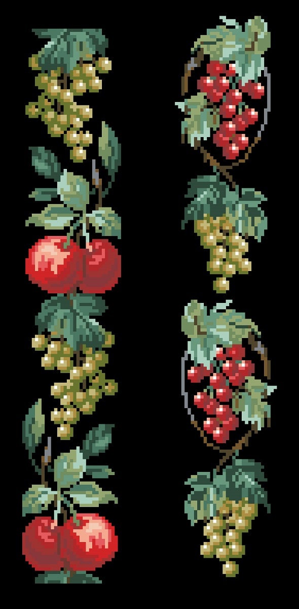 Antique Berry Cross Stitch Border Pattern: Berlin Embroidery (PDF) - Image 3