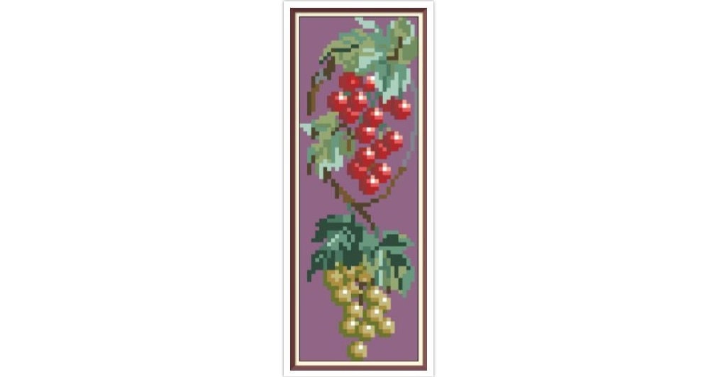 Antique Berry Cross Stitch Pattern: Berlin Embroidery Border (PDF)