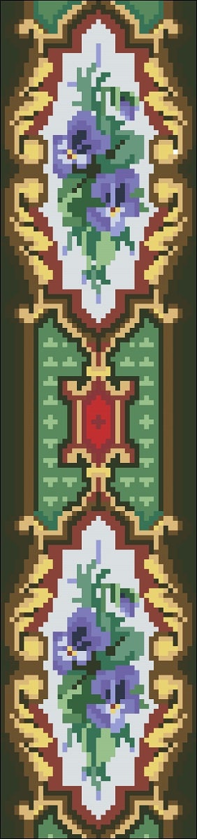 Antique Floral Border Cross Stitch Pattern: Berlin Embroidery (PDF) - Image 2