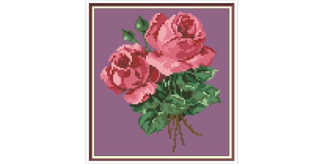 Roses Cross Stitch Pattern: Antique Floral Bouquet (PDF Pattern)