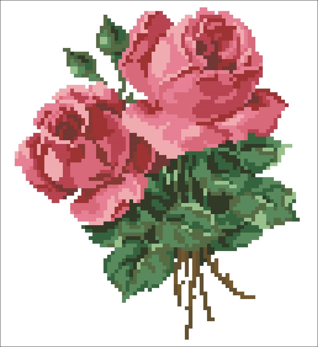 Roses Cross Stitch Pattern: Antique Floral Bouquet (PDF Pattern) - Image 2