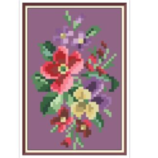 Miniature Bouquet Cross Stitch Pattern: Antique Berlin Embroidery (PDF)