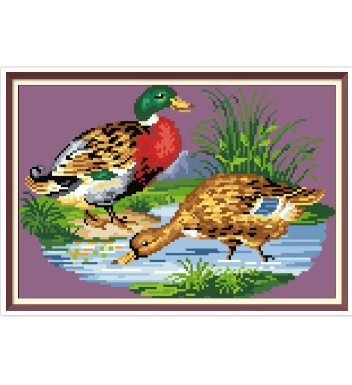 Rooster and Hen Cross Stitch Pattern - PDF Counted Antique Cross Stitches - Berlin Embroidery