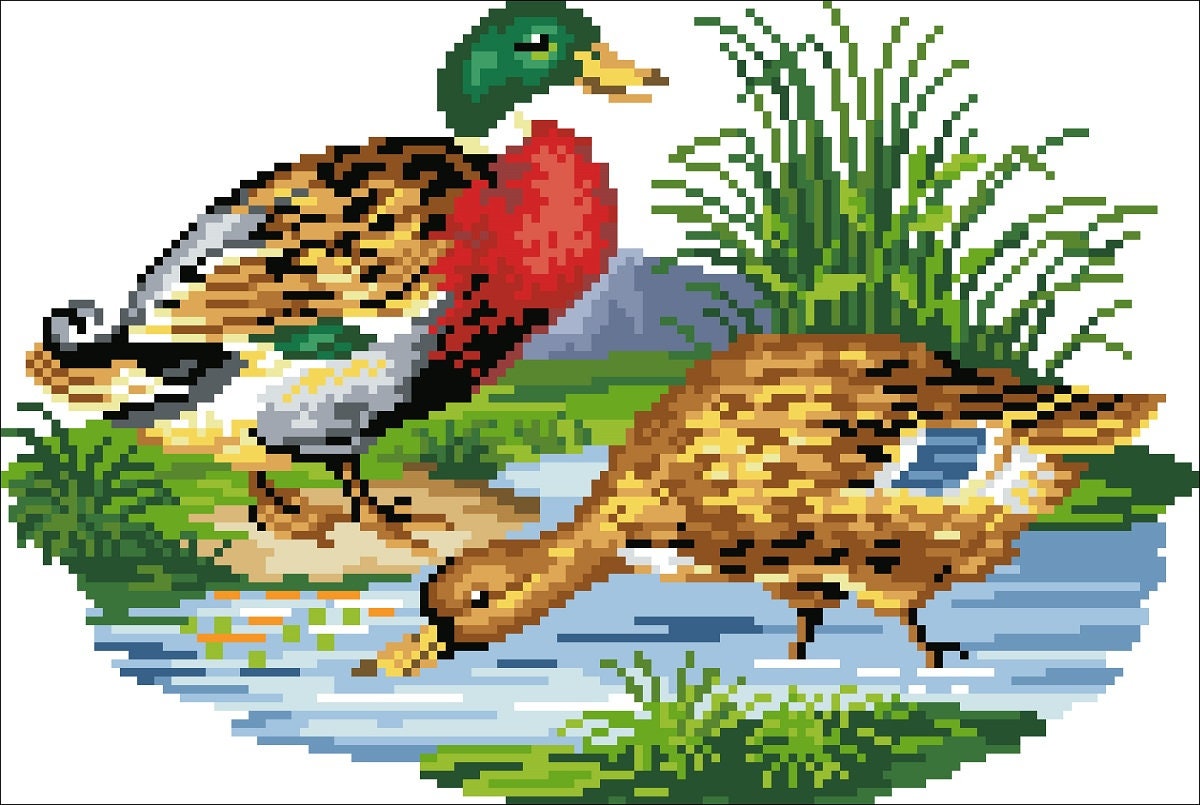 Rooster and Hen Cross Stitch Pattern - PDF Counted Antique Cross Stitches - Berlin Embroidery - Image 2
