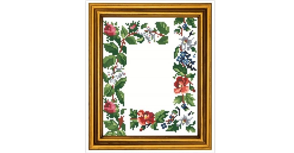 Floral Corner Cross Stitch Pattern: Antique Berlin Embroidery (PDF)