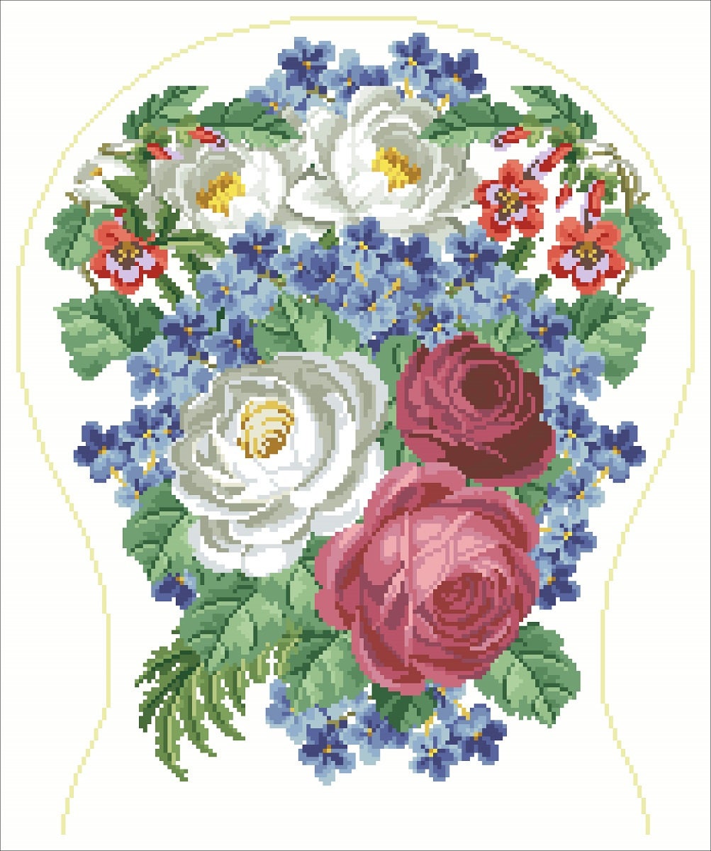 Antique Floral Chairback Cross Stitch Pattern: Berlin Embroidery (PDF) - Image 3