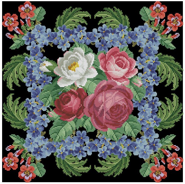Spring Flourish Set Pillow Cross Stitch Pattern - PDF Counted Antique Cross Stitches - Berlin Embroidery - Image 2