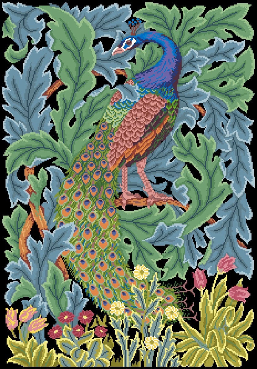Peacock Cross Stitch Pattern - PDF Counted Antique Cross Stitches - Berlin Embroidery - Image 4