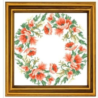 Antique Flower Wreath Cross Stitch Pattern: Berlin Embroidery (PDF)