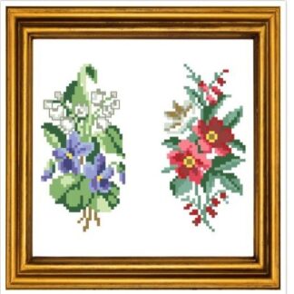 Miniature Bouquets Cross Stitch Pattern: Antique Berlin Embroidery (PDF)