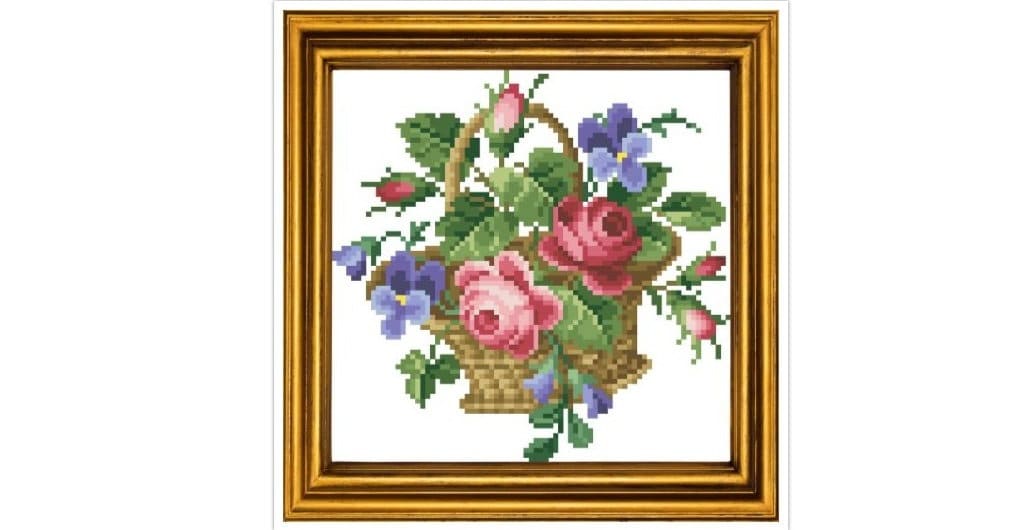 Classic Roses Cross Stitch Pattern: Antique Floral Bouquet (PDF)