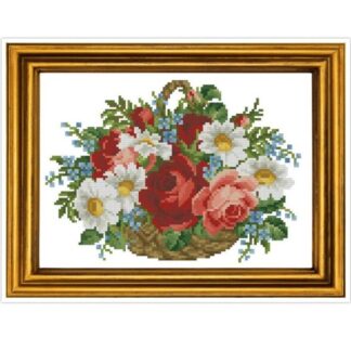 Flower Basket Cross Stitch Pattern - PDF Counted Antique Cross Stitches - Berlin Embroidery