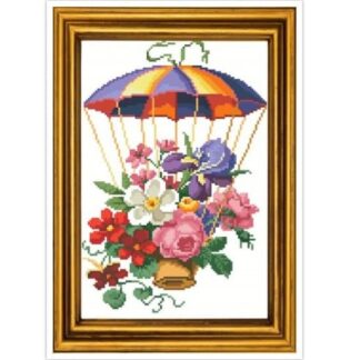 Parachute Bouquet Cross Stitch Pattern: Antique Berlin Embroidery (PDF)
