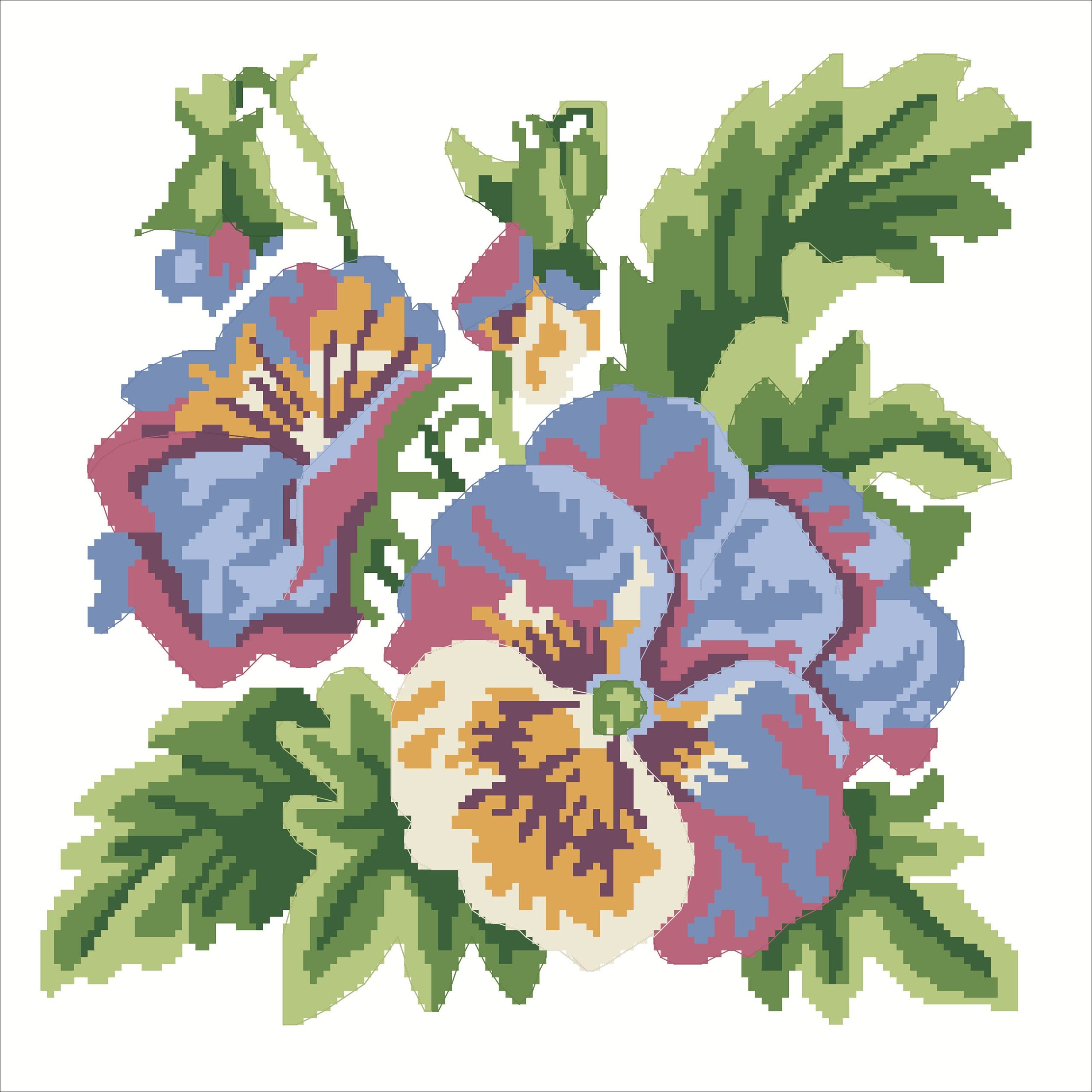 Anyutki Flower Cross Stitch Pattern - PDF Counted Antique Cross Stitches - Berlin Embroidery - Image 3