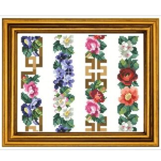 Antique Floral Border Cross Stitch Pattern: Berlin Embroidery (PDF)