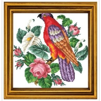 Bird and Flowers Cross Stitch Pattern: Antique Berlin Embroidery (PDF)