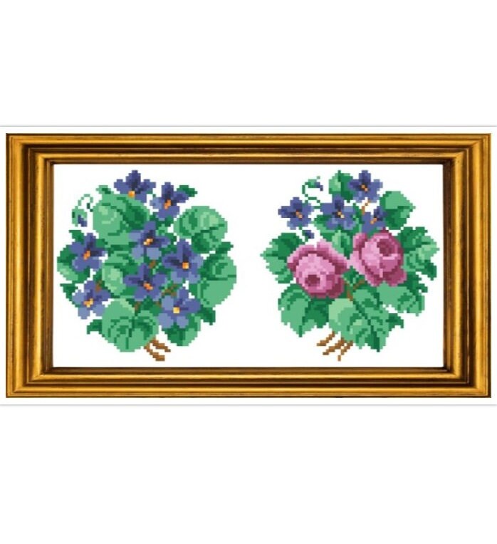 Antique Bouquet Cross Stitch Pattern: Berlin Embroidery (PDF)
