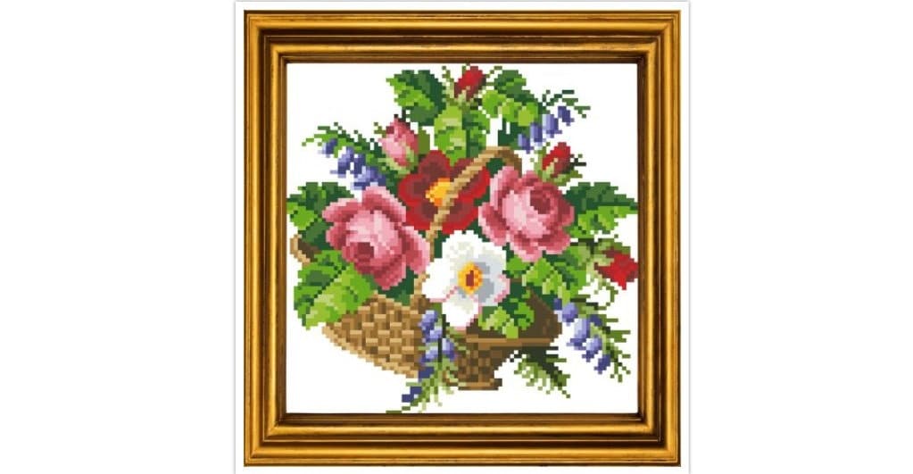 Antique Bouquet Cross Stitch Pattern: Berlin Embroidery (PDF)