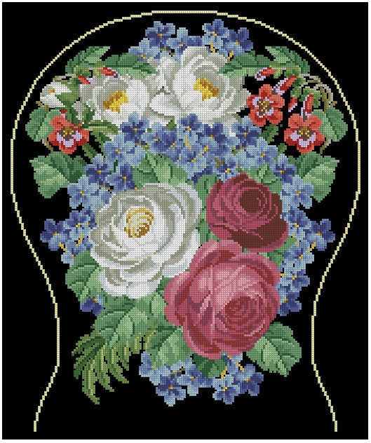 Antique Floral Chairback Cross Stitch Pattern: Berlin Embroidery (PDF) - Image 2
