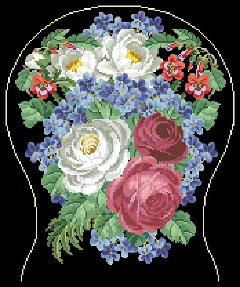Antique Floral Chairback Cross Stitch Pattern: Berlin Embroidery (PDF) - Image 4